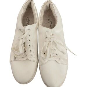 Joie Harvard White Faux Leather Low Top Lace Up Lined Sneakers